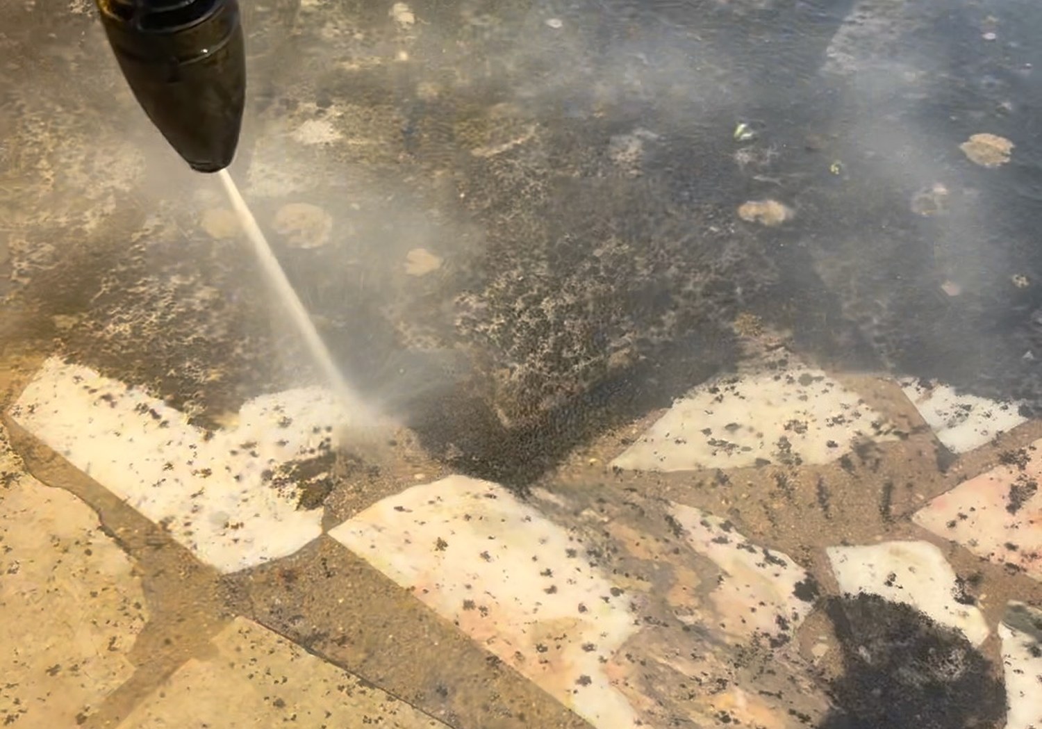 Jet work on villa driveway stone in Vale do Lobo