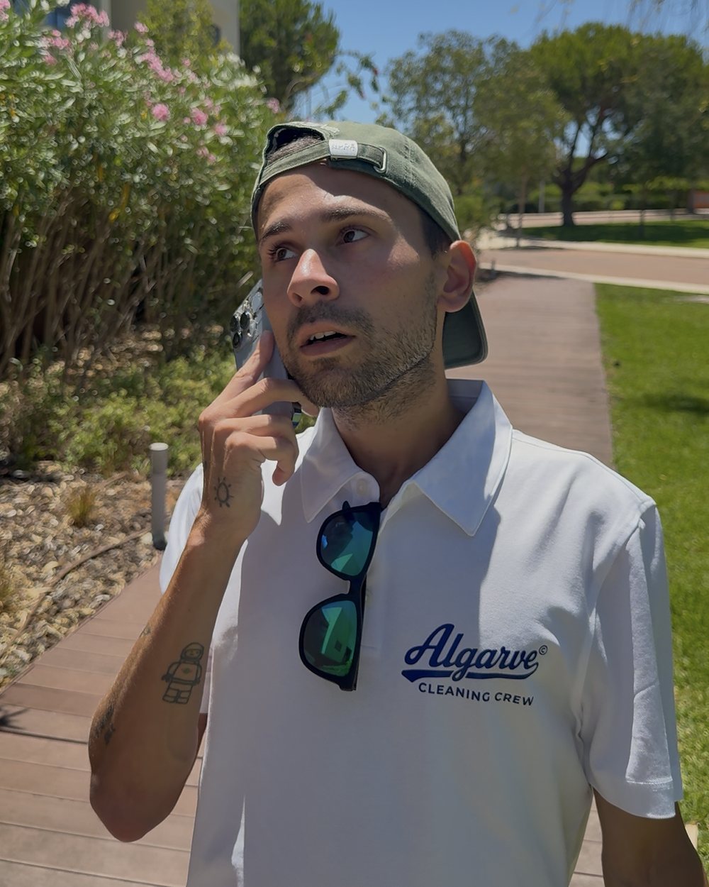 Tom of Algarve Cleaning Crew on the phone to a client