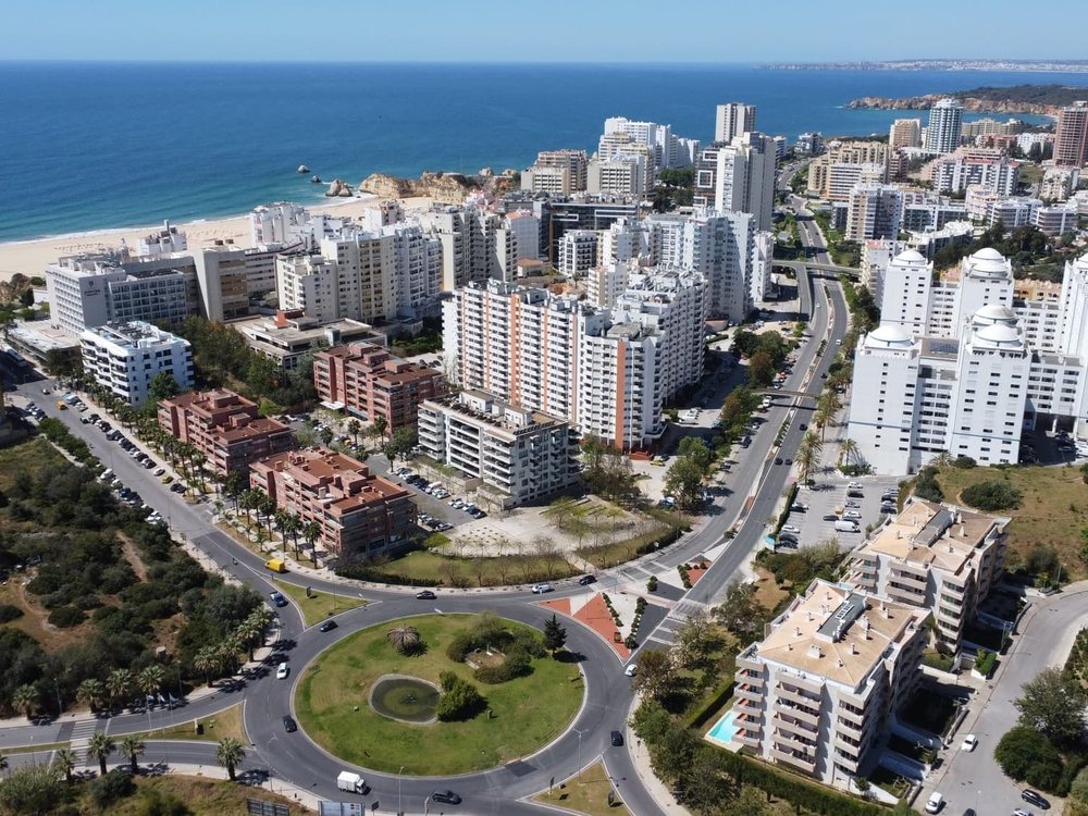 Aerial view of Portimão towards Praia da Rocha, Algarve