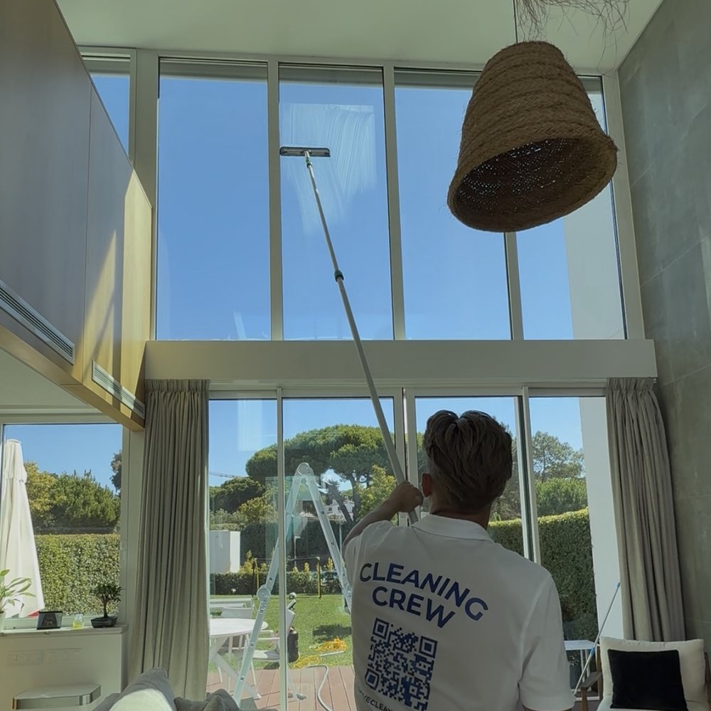 Window cleaning at a villa in Lagos