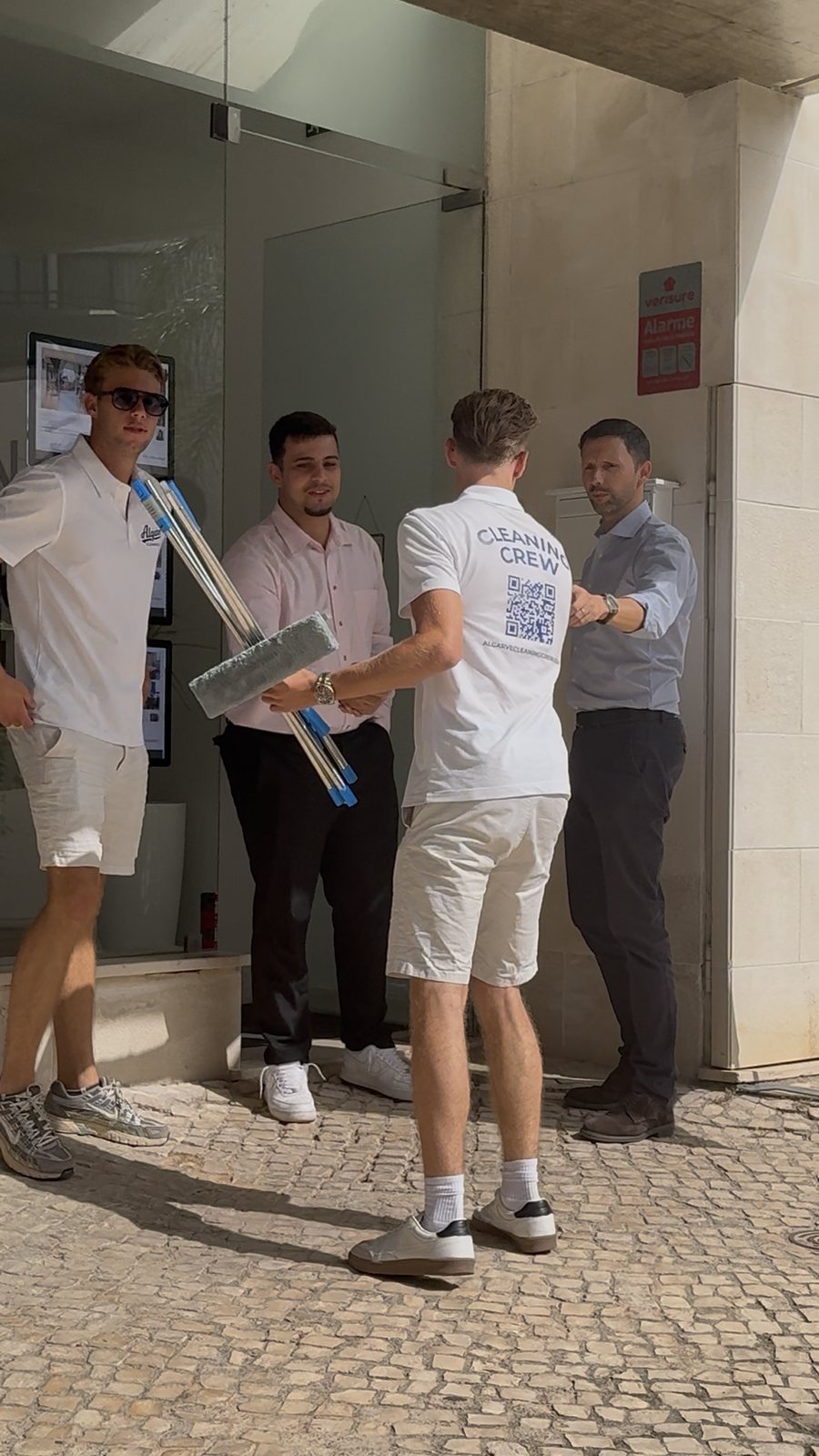 With the Century 21 Oceanic team Algarve Cleaning Crew window cleaners meeting the Century 21 Oceanic team at the office entrance